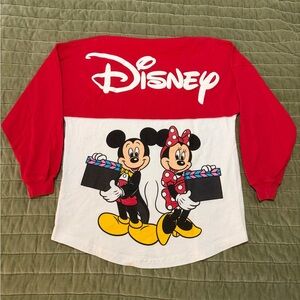 Disney Red and White Spirit Jersey Long Sleeve Top with Mickey and Minnie